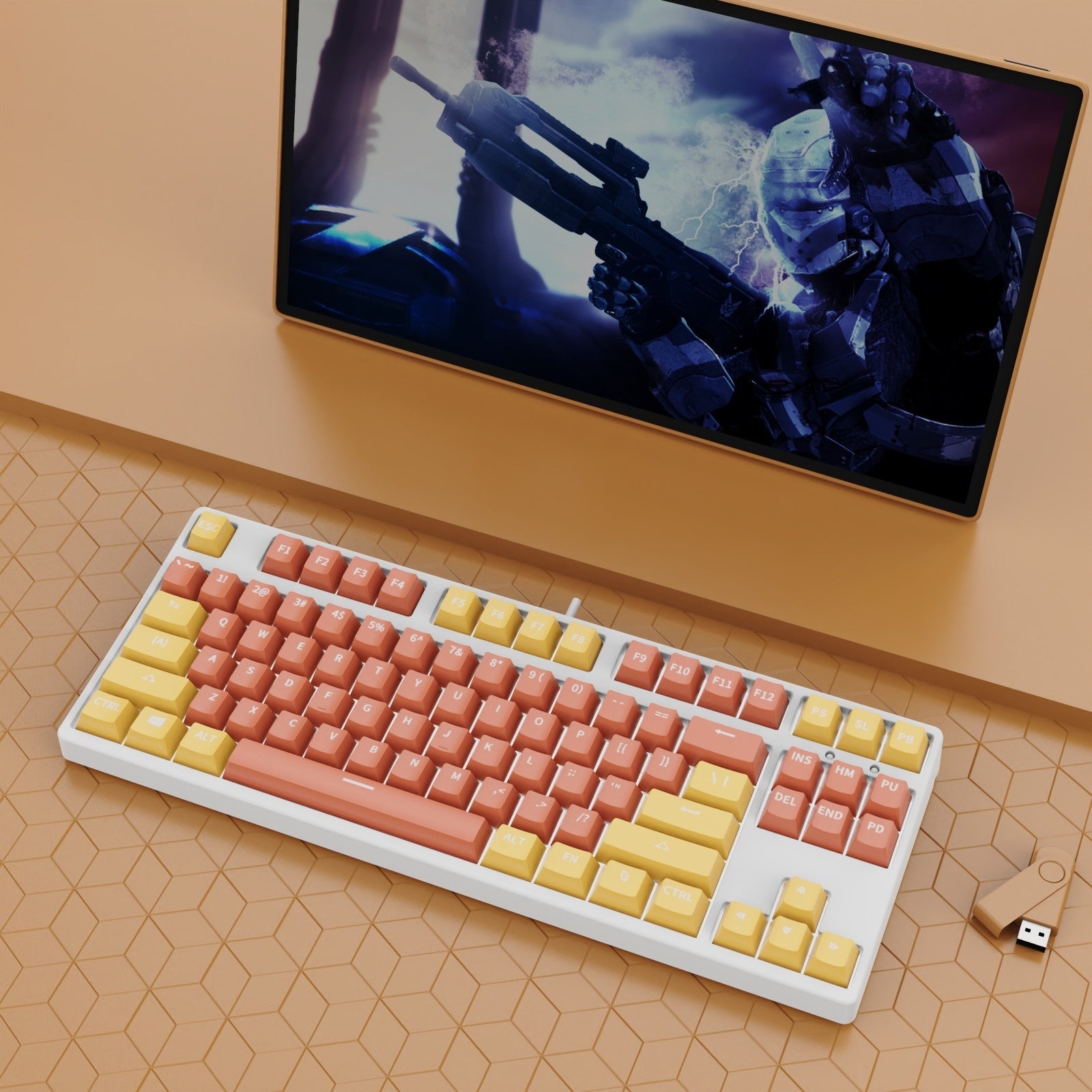 87 Key Two Colors Mechanical Keyboard