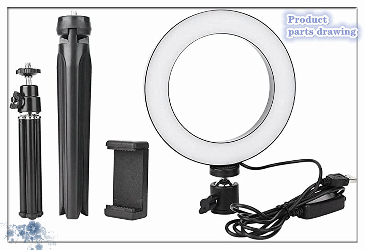 Desktop live tripod 360° rotatable ring light