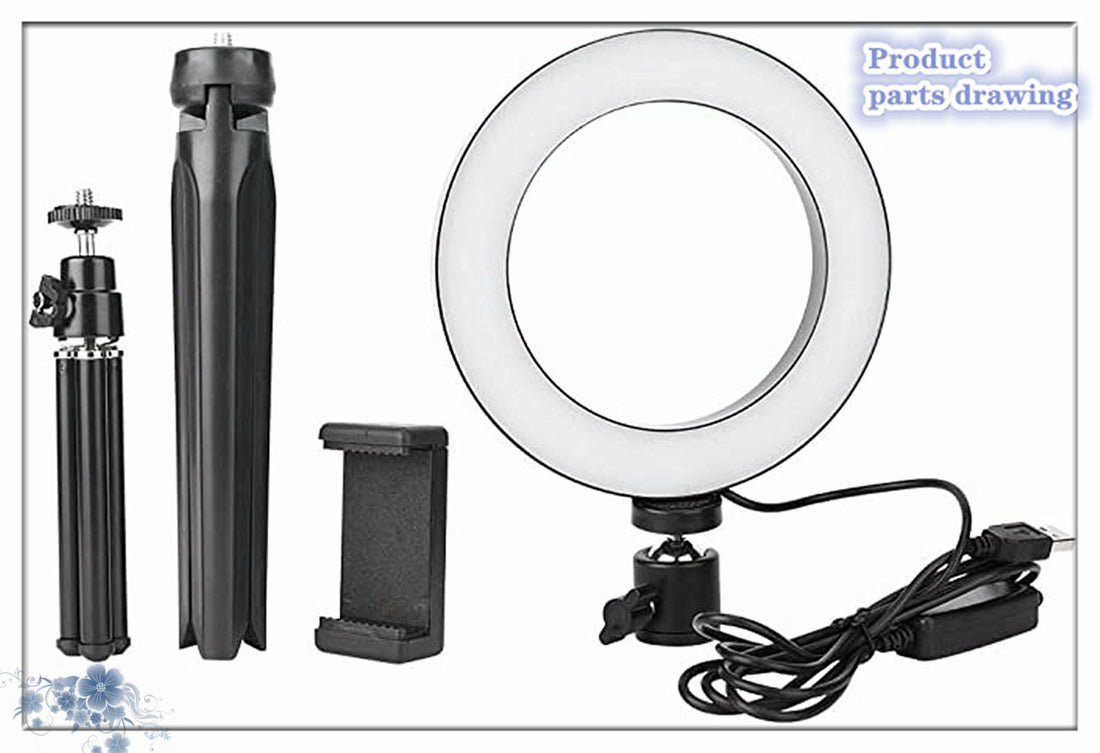 Desktop live tripod 360° rotatable ring light