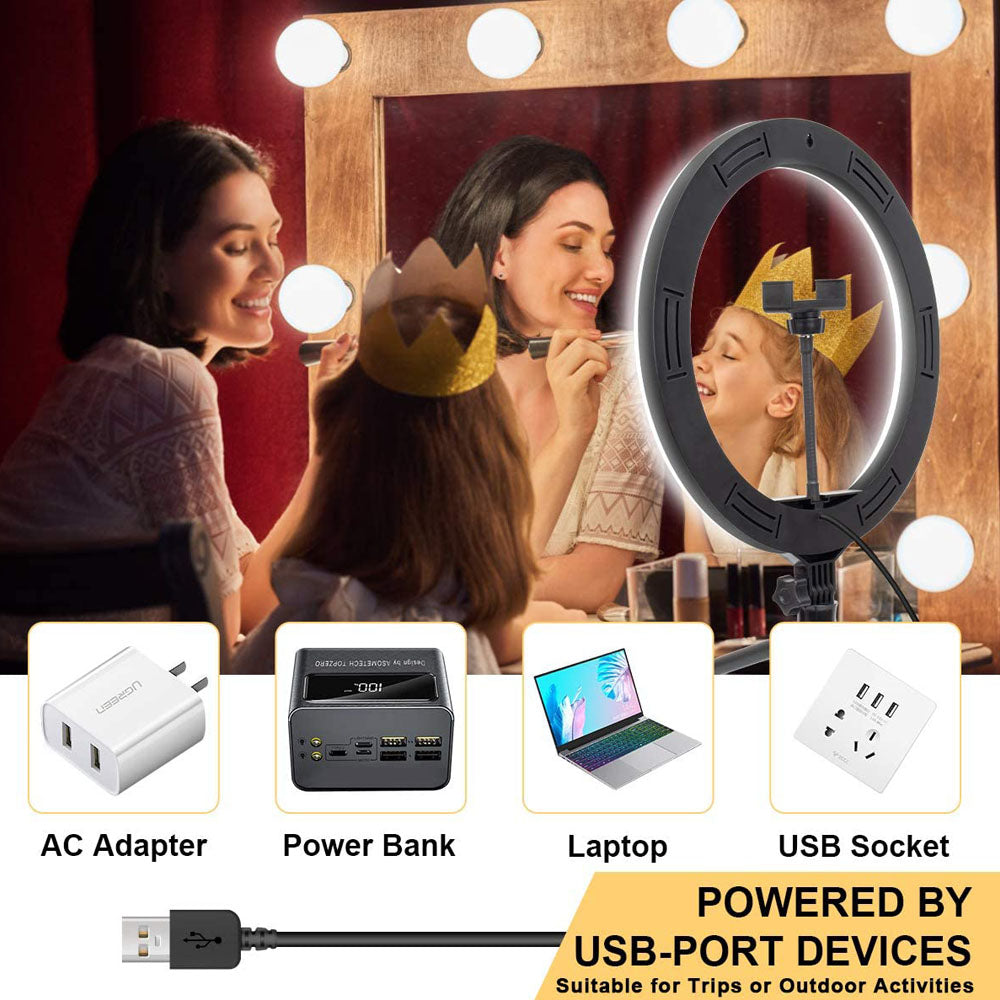 Dimmable USB Ring Light With Tripod