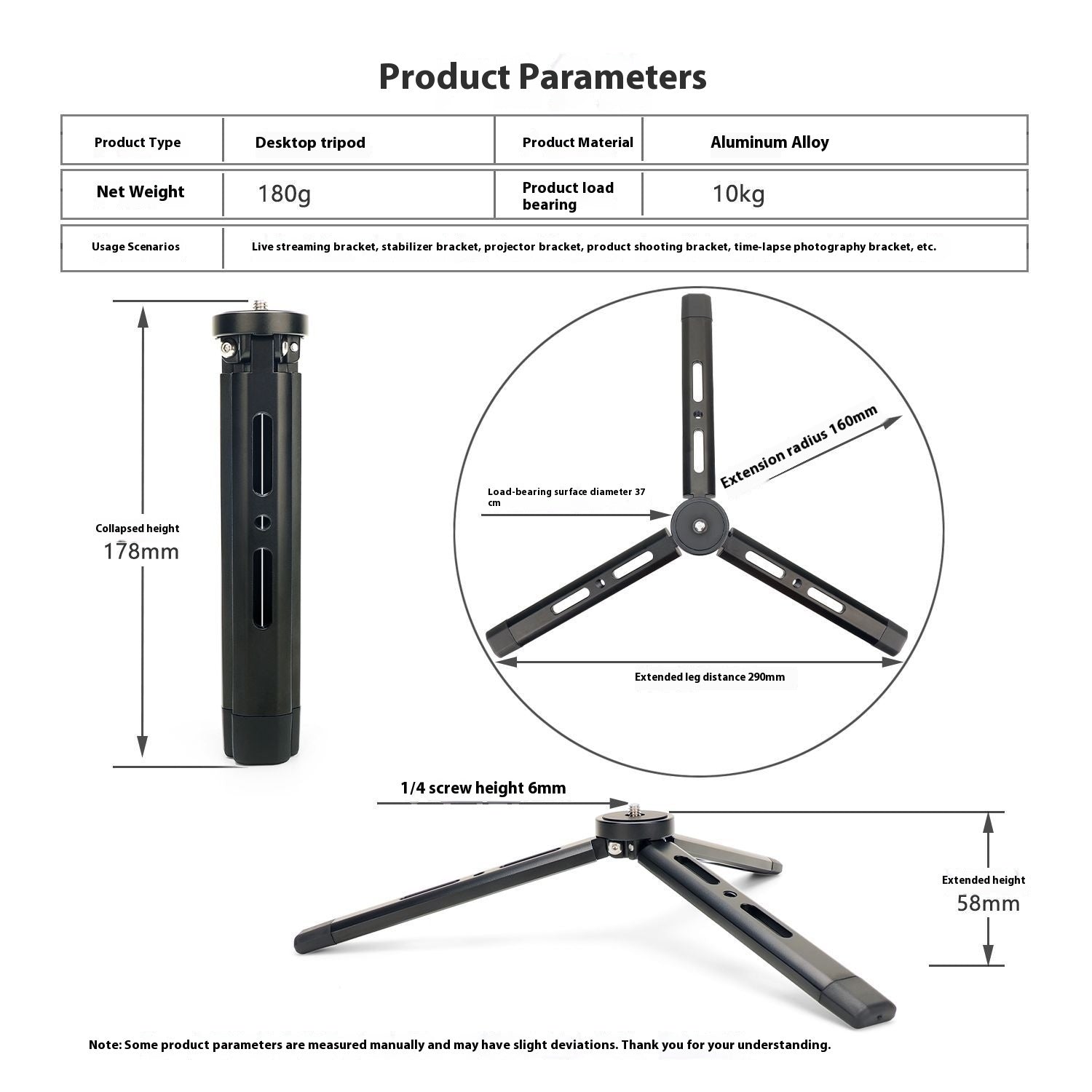 Aluminum Alloy Desktop Mini Bracket Tripod