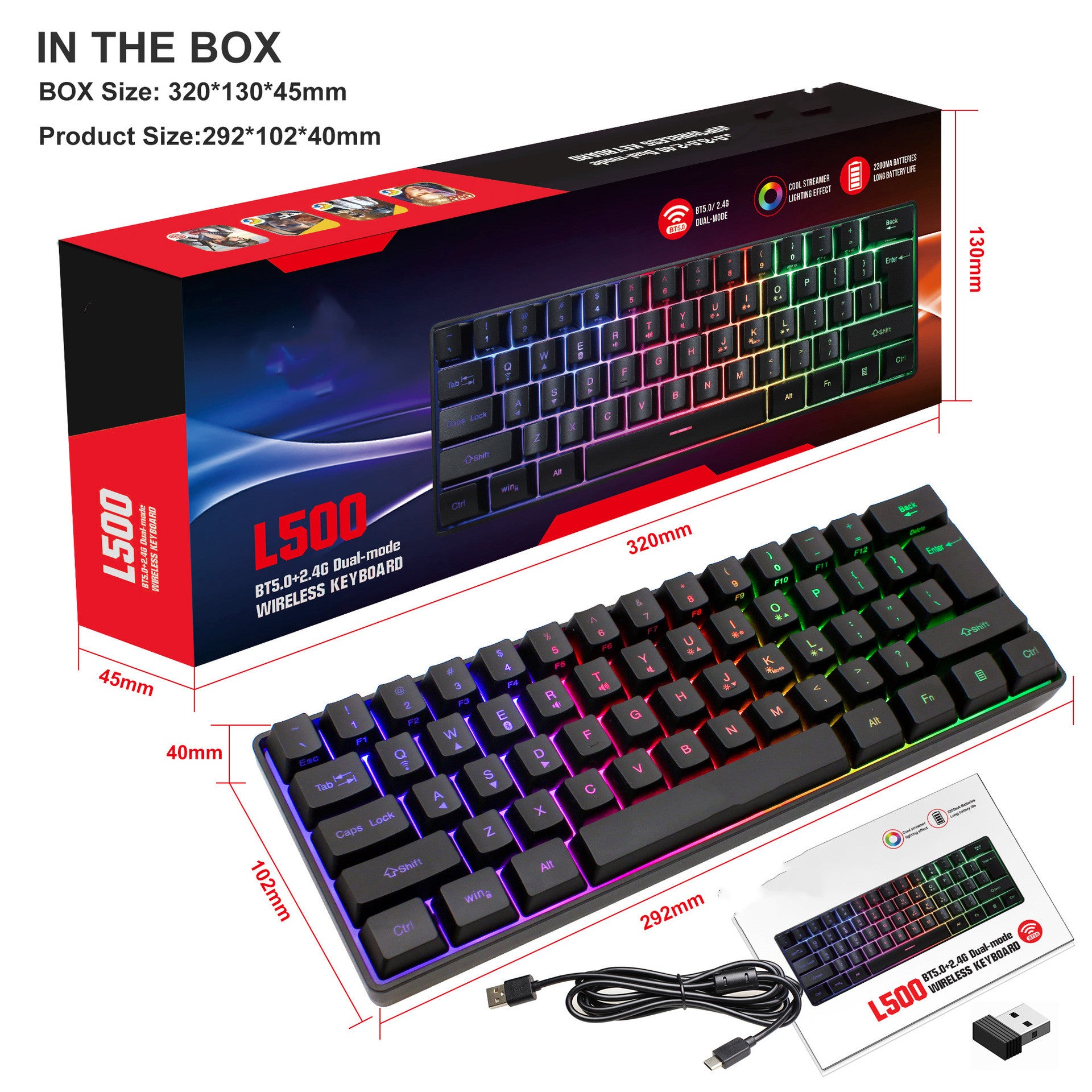 RGB 61 Keys Wired Gaming Membrane Keyboard