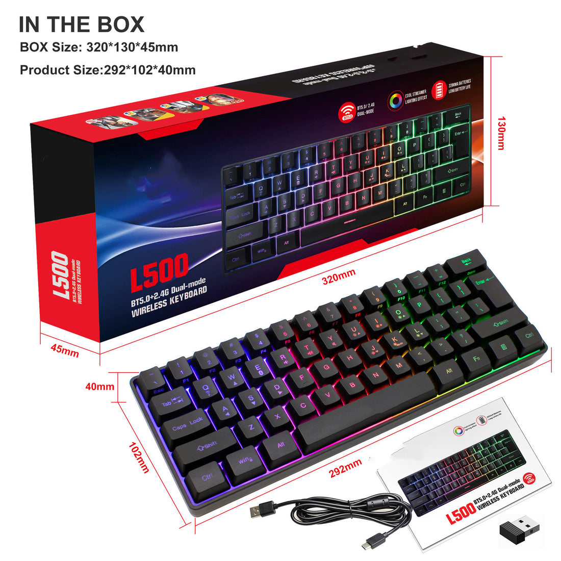 RGB 61 Keys Wired Gaming Membrane Keyboard