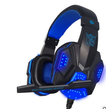 Gaming Headset black blue light headphones