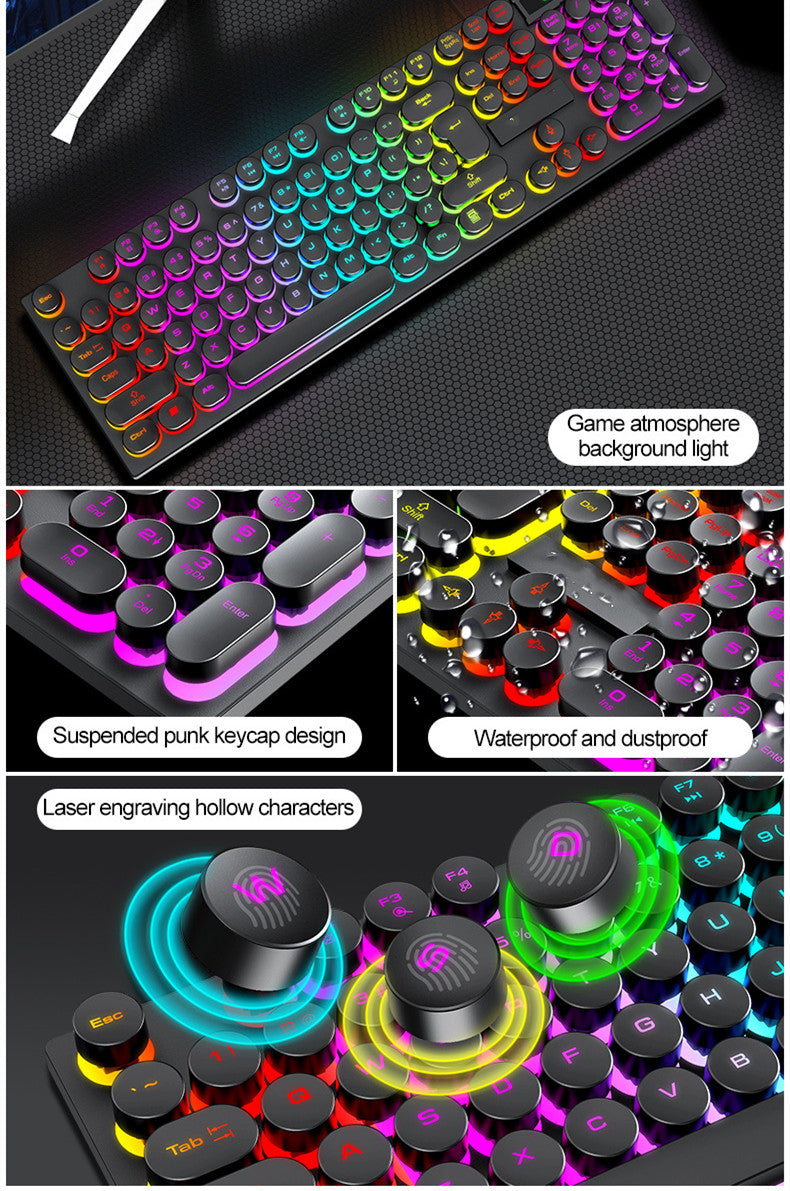 T80 Wired Retro Punk Glow Keyboard