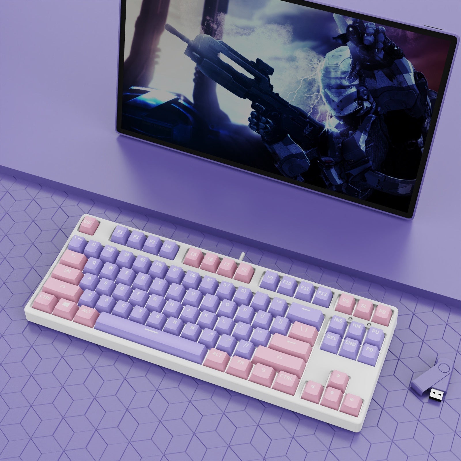 87 Key Two Colors Mechanical Keyboard